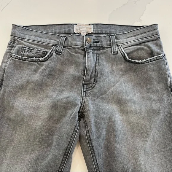 CURRENT/ELLIOT The Cropped Straight Jeans w/ Frayed Hem,‎ Grey, 27